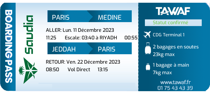 Infos Vols Omra 11 Déc. de 11:25 