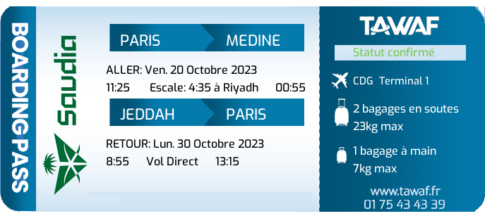 Infos Vols Omra 20 Oct. de 11:25 